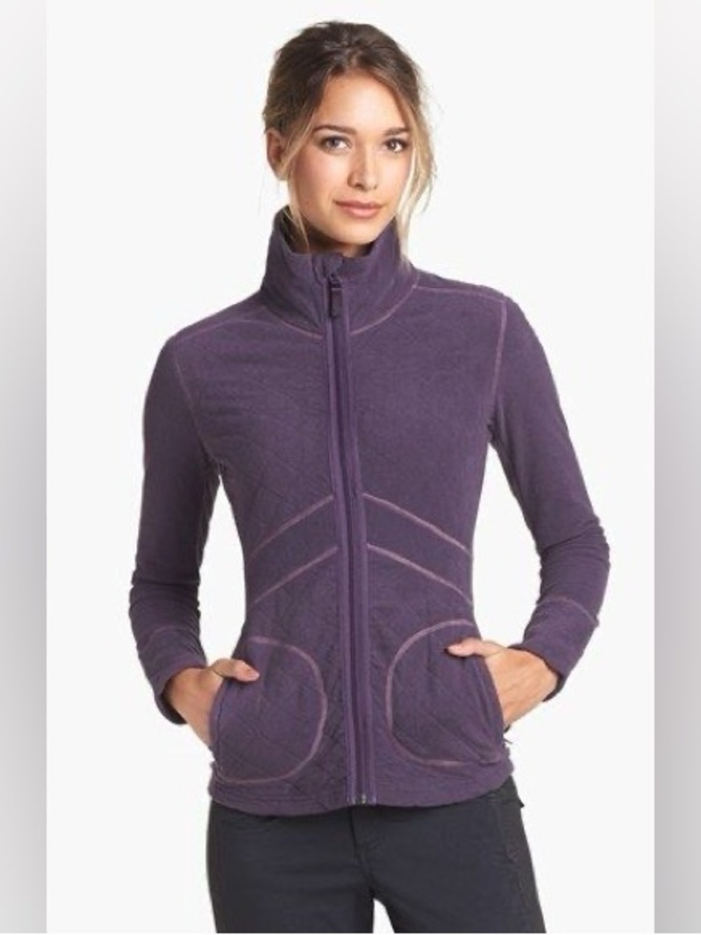 Prana Purple Dee Dee Fleece Quilted Full Zip Jacket Women’s Size Medium